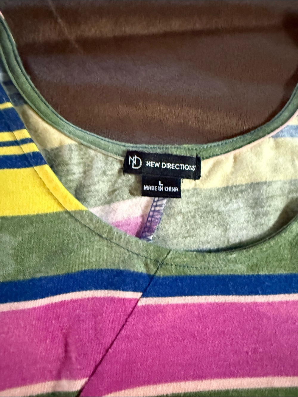 new directions Green Pink Blue Yellow Striped women’s Tank